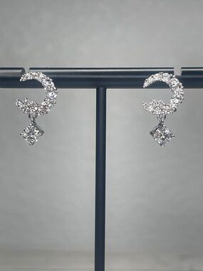 Sterling Silver Celestial Moon Drop Moissanite Earrings